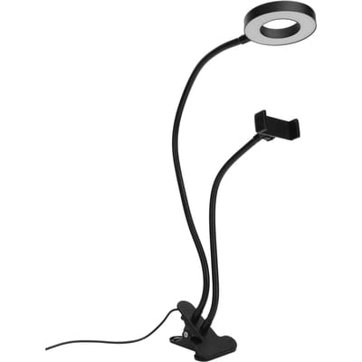 2-in-1 LED Selfie Ringlicht met Mobiele Telefoonhouder Verstelbare Bureaulamp voor Livestream
