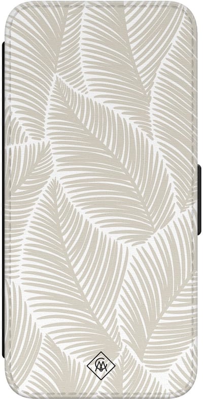 Casimoda® bookcase - Geschikt voor Samsung Galaxy S24 - Hoesje met pasjeshouder - Palm Leaves Beige - Bruin/beige - Kunstleer
