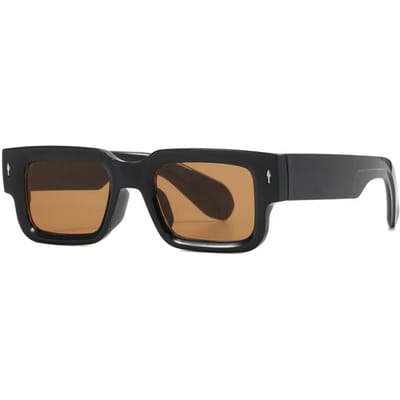 Retro Mannen Vierkante Zonnebril voor Vrouwen Vintage Luxe Klinknagel Designer Zonnebrillen Mode Pijl Tinten UV400 Brillen koffie