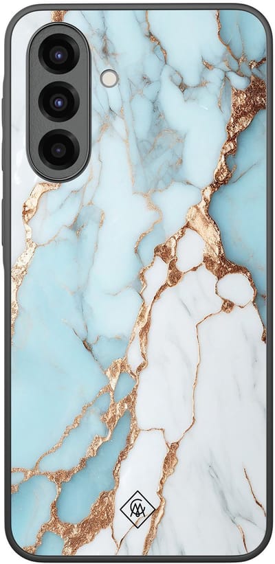 Casimoda® hoesje - Geschikt voor Samsung Galaxy A36 - Marmer Lichtblauw - Zwart TPU Backcover - Marmer - Blauw