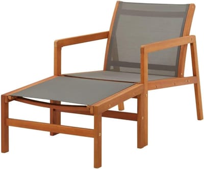Tuinstoel met voetsteun - Outdoor lounge stoel - Ontspannen in de tuin - Massief eucalyptus hout