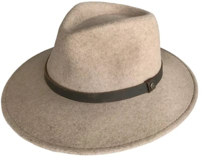 Wilde Fedora - Vilten Hoed Dames Heren 100% Wolvilt - Maat: L-XL: 61 cm - Mixed Camel