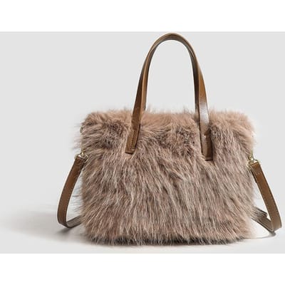 Eenvoudige Pluche Handtas Damesmode Fluffy Schoudertas Oceaanmode met Crossbody Bonttas gray