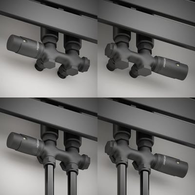 Thermostaat Radiatorkraan Rechte Vorm - Antraciet - 50mm Middenaansluiting inclusief Adapters