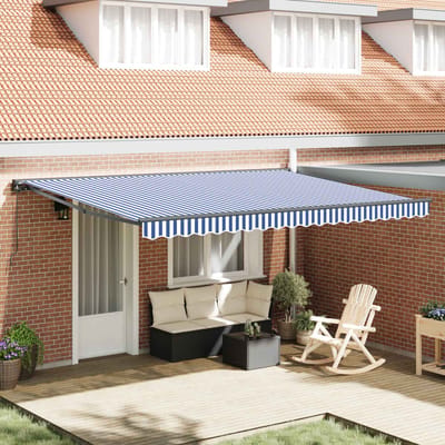 vidaXL Zijde Frame Blauw en Wit 450 × 300 cm Polyester met PU-coating