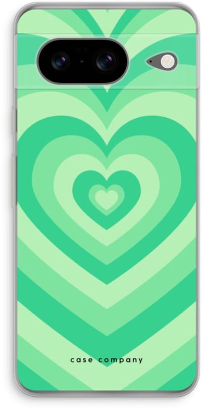 Case Company® - Hoesje geschikt voor Google Pixel 8 hoesje - Hart Groen - Soft Cover Telefoonhoesje - Bescherming aan alle Kanten en Schermrand