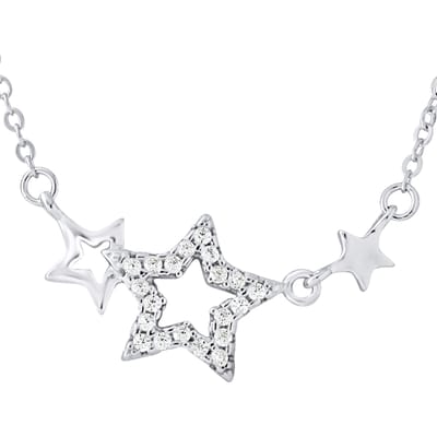 Zilveren zirkoniumoxide ster ketting