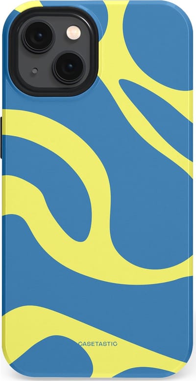 Casetastic hoesje geschikt voor Apple iPhone 13 - MagSafe - Dubbellaagse bescherming - Blauwe Gele Zee Stranden - Fashion Case - Lavendel Goud Lichtblauw