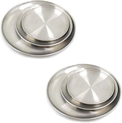 Ronde RVS Borden voor Kamperen en Feestjes, Duurzame Borden in Diverse Maten (14/17/20 cm) voor Picknick en Keuken