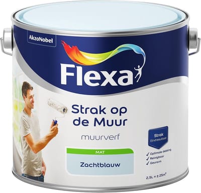 Flexa - Strak op de Muur - Watergedragen - Mat - zachtblauw - 2,5 liter