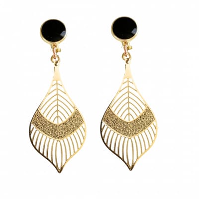 Clip oorbellen- zwart- goudkleur- filigraan- geen gaatje- Charme Bijoux