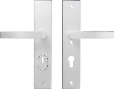 AXA Veiligheidsbeslag (Edge Plus) Aluminium glad: Kruk-Kruk (model Blok) PC72 met kerntrekbeveiliging SKG***
