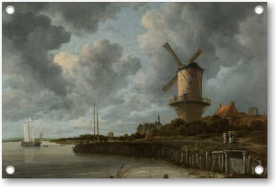 De molen bij Wijk bij Duurstede - Tuinposter 90x60 - Wanddecoratie - Jacob Isaacksz van Ruisdael - Meesterwerken - Landschap