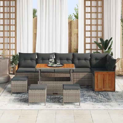 vidaXL - Tuinbank - Set - 12 - st - 8-Aantal - zitplaatsen - Grijs - poly - rattan