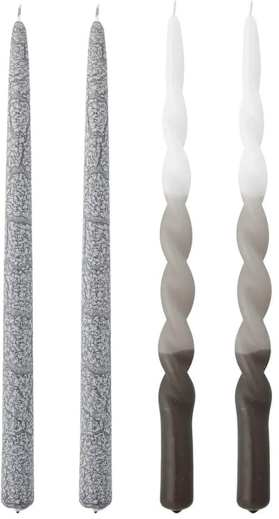 Bloomingville Kaarsen paraffine grijs Frost set - 4 stuks