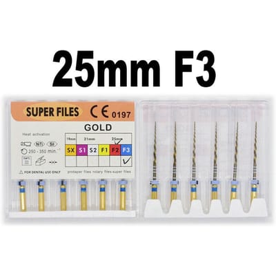 Gouden Endo Roterende Super Vijlen Tandheelkundige Wortelkanaal Vijl 25mm Nikkel Titanium Endodontisch Instrument Tandheelkunde