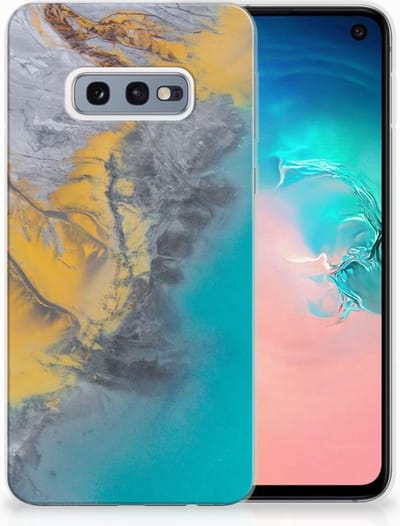 Samsung Galaxy S10e TPU Siliconen Hoesje Marble Blue Gold