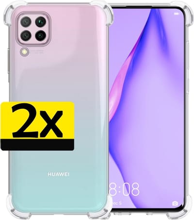 Hoesje - 2 Stuks - Geschikt voor Huawei P40 Lite - Sterk & Shockproof - Siliconen Case - Back Cover - Telefoon Hoes Shock Proof - Telefoonhoesjes - Transparant