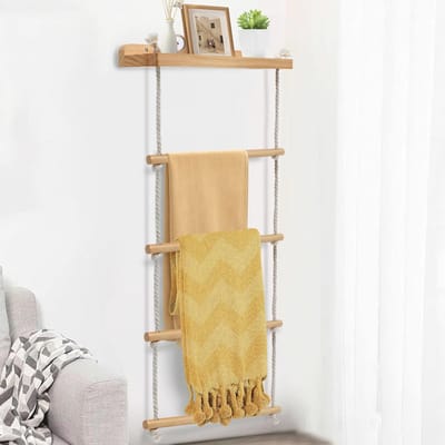 Vrijstaande Handdoekladder met Plank - 4 Niveaus voor Badkamer, Slaapkamer en Woonkamer