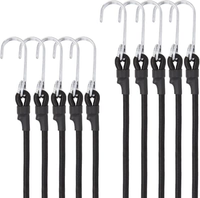 Spanrubber met haken, 10-delige expander met haken, rubberen spanners 30 cm, bagagespanner voor steekwagen, bagagedrager, fiets, motorfiets, camping, zwart