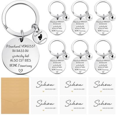 Dailygoods- Sleutelhanger Inspirerend - 6 Sets Motiverende Sleutelhangers - Roestvrij Staal - Bedankkaarten - Enveloppen - Voor Vrienden/Familie - Sleutelring
