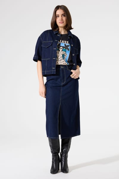 Garcia Ladies Skirt Rinsed Maat: XS | Midi Rokken Outlet | Dames | Blauw