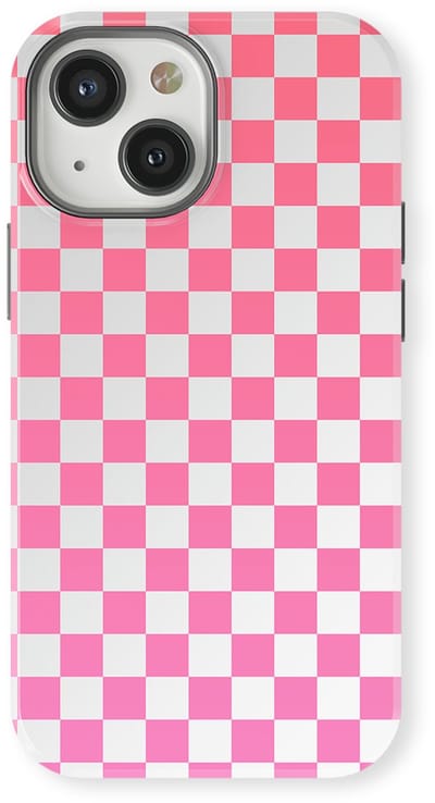 Design Hoesje geschikt voor iPhone 13 Mini | Geschikt Voor Mag | Tiny Squares Checkered Print | Backcover geschikt voor iPhone 13 Mini Pink Pop Grid