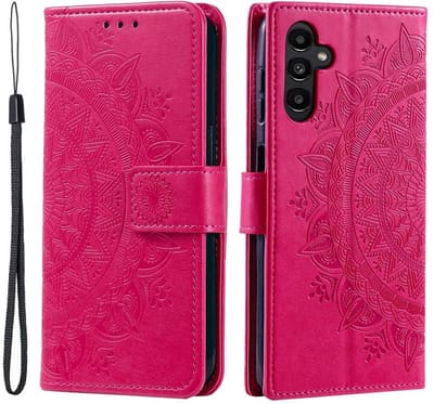 Hoesje Geschikt voor Samsung Galaxy A37 - Mandala Book Case met Pasjeshouder - Beschermhoes met Portemonnee Roze