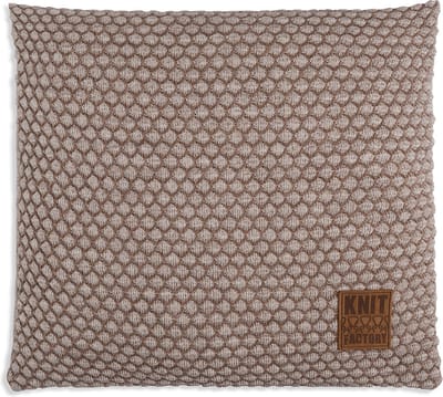 Knit Factory Juul Sierkussen - Vierkant kussen - Kussen woonkamer - Bank kussen - Decoratie kussen - Marron/Beige - 50x50 cm - Kussenhoes inclusief kussenvulling
