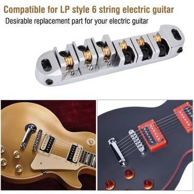 1 Set Alloy Roller Saddle Brug Vervangingsonderdeel voor LP Stijl 6 Snaar Elektrische Gitaar(Zilver)