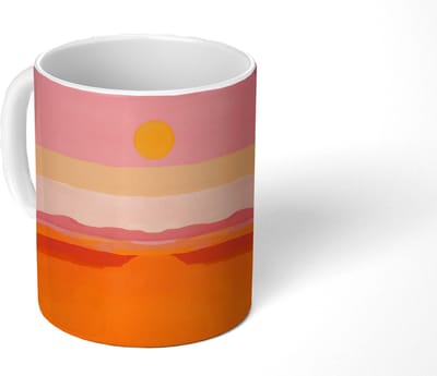Mok - Koffiemok - Zon - Abstract - Landschap - Oranje - Mokken - 350 ML - Beker - Koffiemokken - Theemok