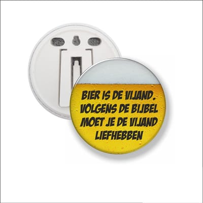 Button Met Clip 58 MM - Bier Is De Vijand