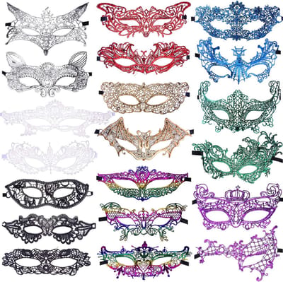 20 Stuks Leren Venetiaanse Maskers voor Vrouwen - Perfect voor Feestjes, Bals en Verkleedpartijen in 9 Kleuren