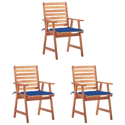 vidaXL - Tuinstoelen - 3 - st - met - kussens - massief - acaciahout