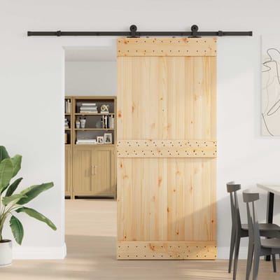 vidaXL - Schuifdeur - NARVIK - Naturel - en - Zwart - 95 - x - 210 - cm - (213,5 - cm)