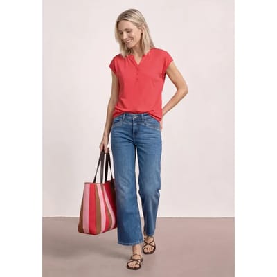 Shirt met losse schouders en gespleten hals