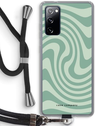 Case Company® - Hoesje met koord geschikt voor Samsung Galaxy S20 FE / S20 FE 5G hoesje met Koord - Swirl Groen - Telefoonhoesje met Zwart Koord - Bescherming aan alle Kanten en Over de Schermrand