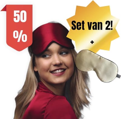 Premium 100% zijde slaapmaskers - set van 2, rood en lila, verstelbaar en dubbelzijdig, anti-aging