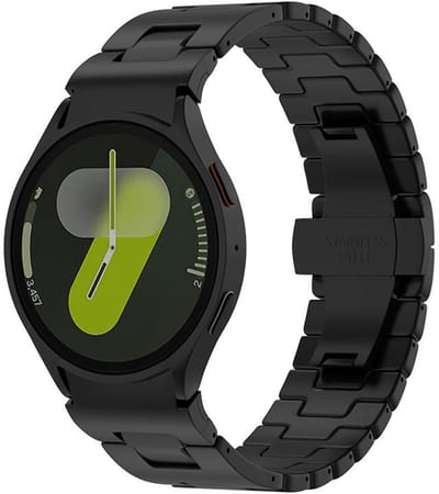 RVS bandje - geschikt voor Samsung Galaxy Watch 7 (40 & 44mm) / Watch 6 (Classic) / Watch 5 (Pro) / Watch 4 (Classic) / Watch FE - stalen schakelbandje met vlindersluiting - zwart