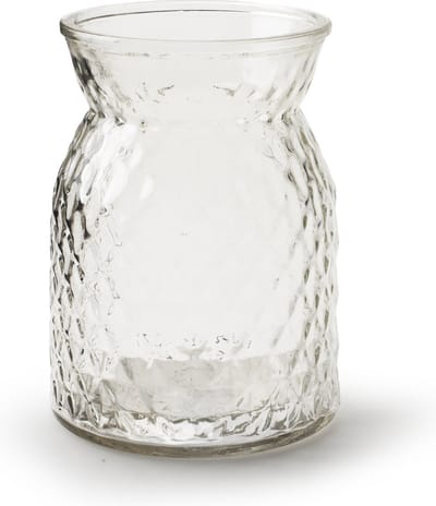 Jodeco Bloemenvaas - helder bewerkt/transparant glas - 16 x 12 cm