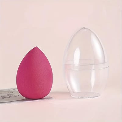 1 Make-up Spons met Opbergdoos, 2 Sets Poederdonsjes, Geschikt voor Alle Huidtypes, Super Zacht, Opbergdoos Set, Draagbare Make-up Spons voor Dagelijks rozerode kleur