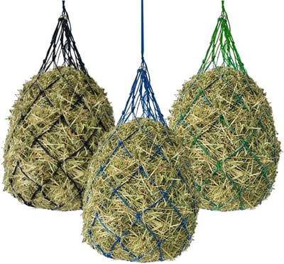 Hooiruif voor paarden en schapen, 100 cm voedernet met fijnmazige structuur, zwart, 4 x 4 cm, ideaal voor gecontroleerde voeding en hooiopslag