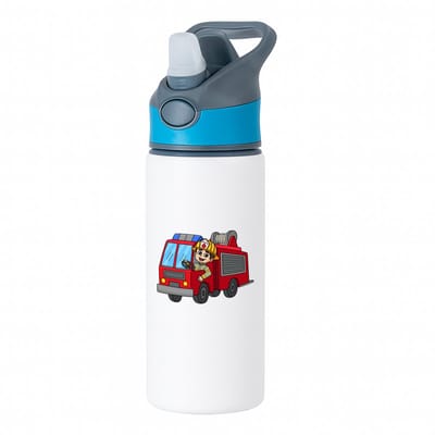 Hacebo® - Brandweerwagen waterfles met rietje blauw - Brandweer - Brandweermannen - Hulpverlener - cadeau voor een brandweerman - firefighter - water fles - 650ML