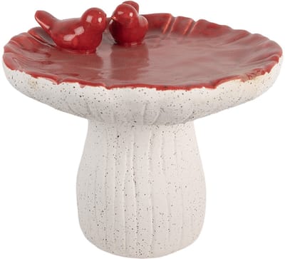 Clayre & Eef Decoratie Beeld Paddenstoel Ø 25x21 cm Wit Rood Terracotta