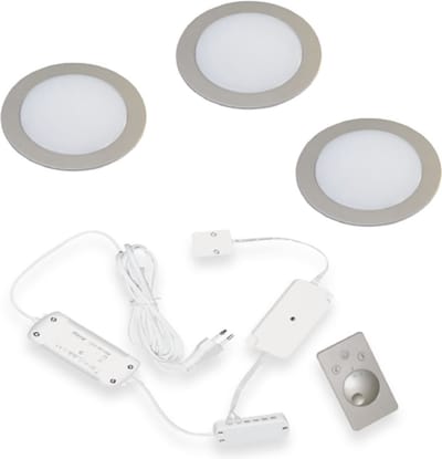 Hera FR-55 Dynamic Led set van 3 spots met dimmer inbouw 24V/15W RVS look