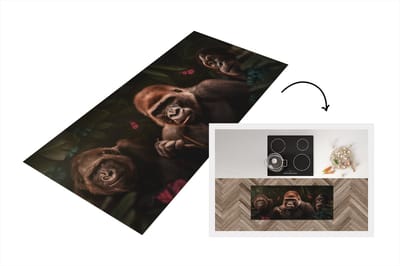 Keukenloper - Loper keuken - Aap - Jungle - Planten - Vlinder - 120x50 cm - Keukenloper vinyl