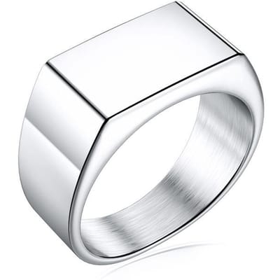 Zegelring Heren Zilver kleurig - Staal - Ring Ringen - Papa Cadeau Voor Mannen - Vaderdag