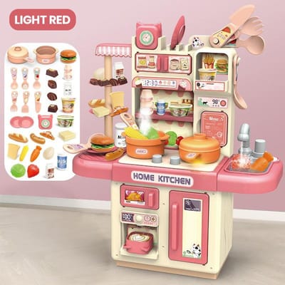 Grote Kinderen Simulatie Keuken Speelgoed Set Lampje Geluidseffect Spray Keuken Eten Koken Eettafel Speelhuis Speelgoed Cadeaus