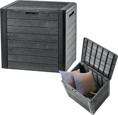 MKSS® Tuinkast - Tuinkist - Tuinkasten voor Buiten - Tuinberging Kunststof - Zwart met Grijs