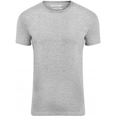 Garage 201 - Bodyfit T-shirt ronde hals korte mouw grijs melange XXL 80% katoen 15% viscose 5% elastan